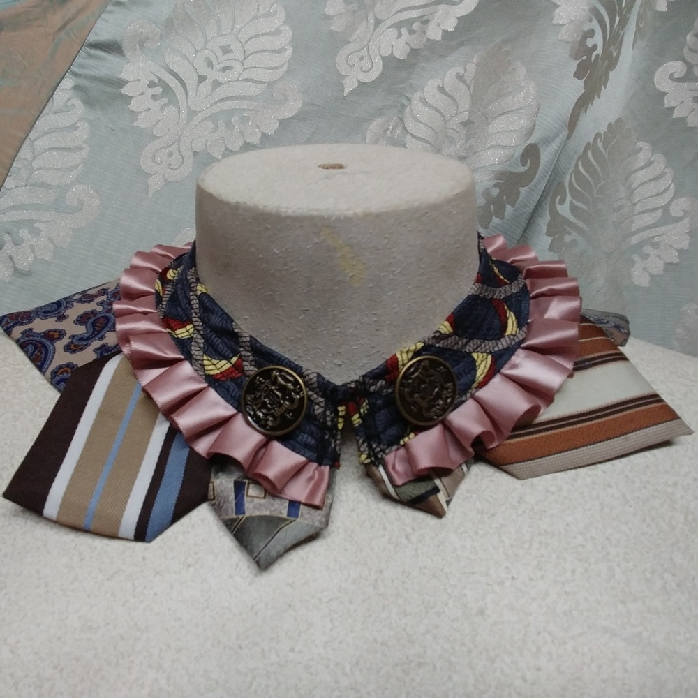 Black panther inspired upcycle men's tie collar